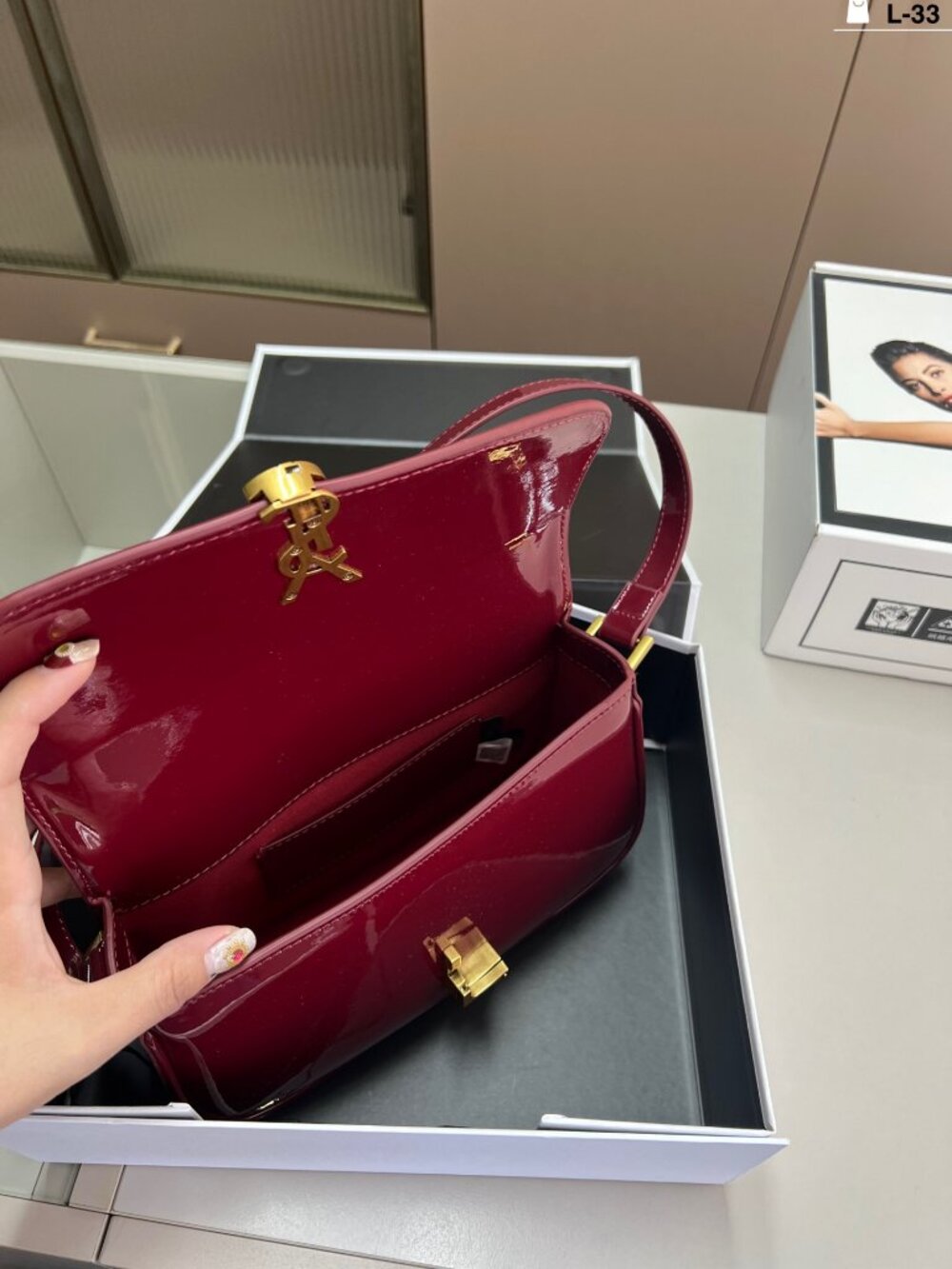 ✨Yves Saint Laurent✨ red leather single-shoulder bag 24×13cm - Picture 8 of 9